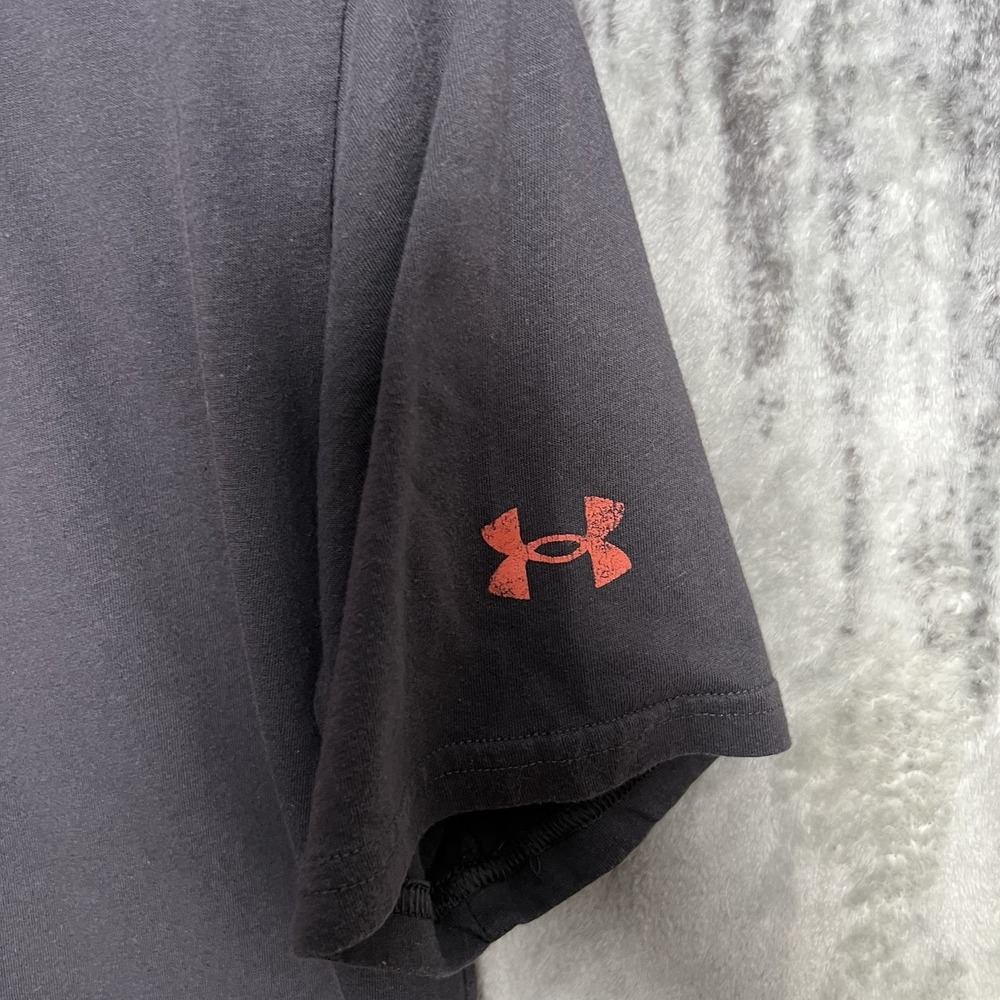 Under Armour Heatgear T Shirt Mens M Gray Cotton Loose Fit Project Rock Logo - Picture 3 of 7